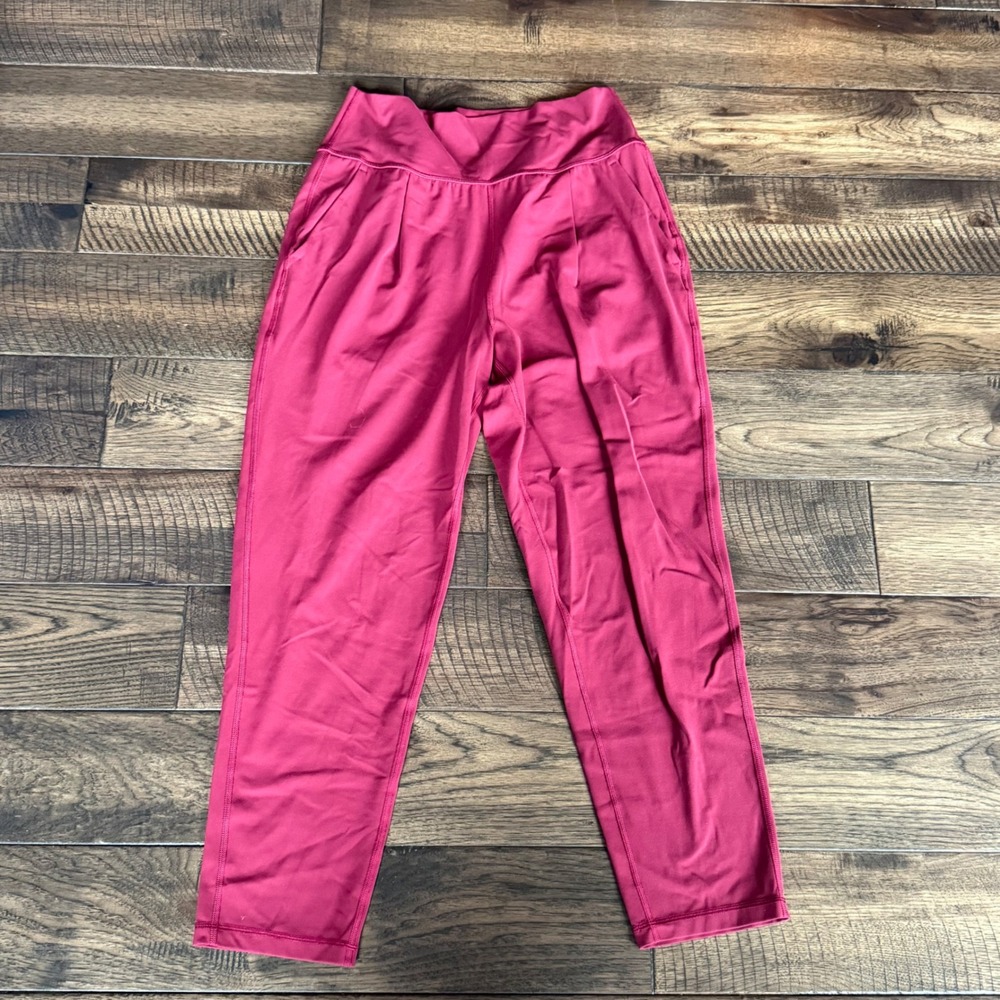 Athleta Elation Pant Pink High Rise Pleated Yoga Crop Pants Womens Size Small P